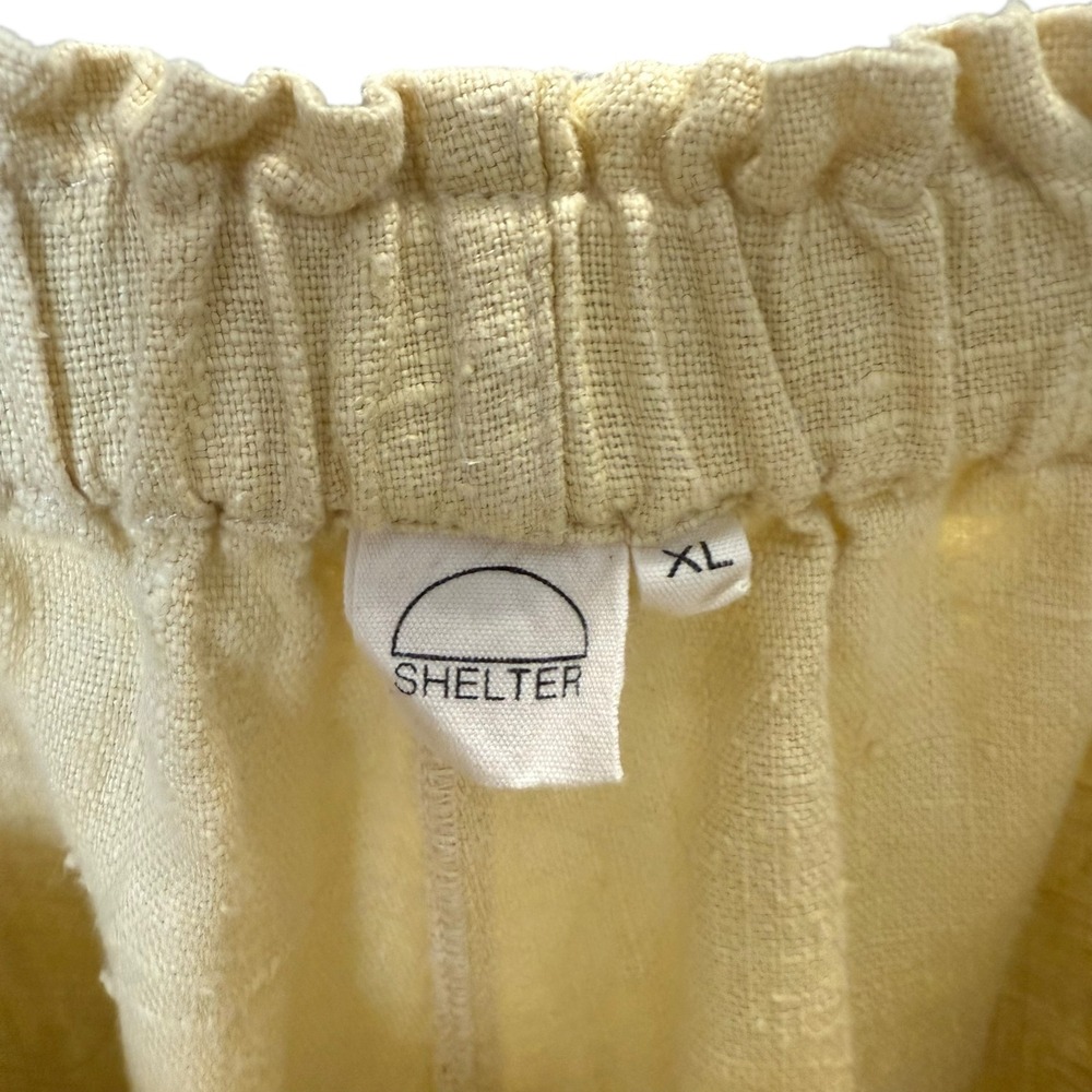 Shelter | Eva Shorts in Butter Yellow 100% Linen Elastic Waist Size XL - Picture 10 of 15